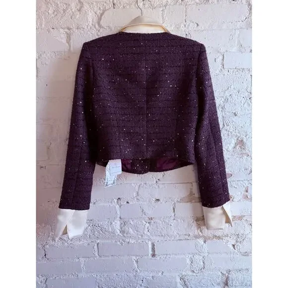Miss Rosier Brigitte Purple Tweed Jacket & Mini Skirt Set NWT M Fits Small - Picture 7 of 14